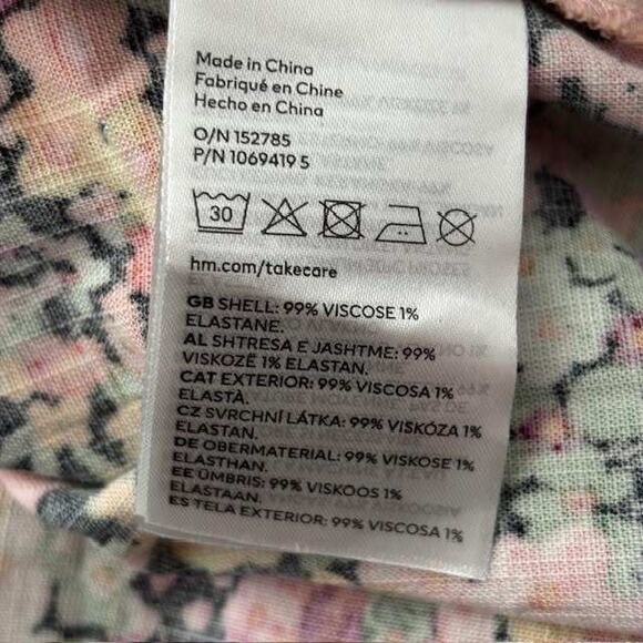 H&M Floral Loose Fit Resort Shirt Black/Floral Womens Size S - Picture 11 of 14